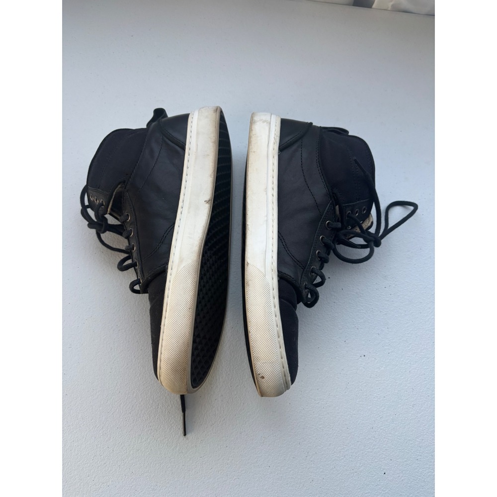 Vans Alomar High Top Sneakers Mens 9 Black Leather Canvas Fish Skeleton Lining - Picture 2 of 7